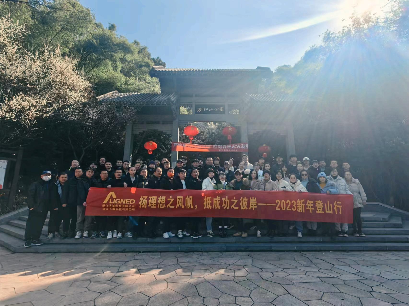 The aligned team held a New Year's mountain climbing event